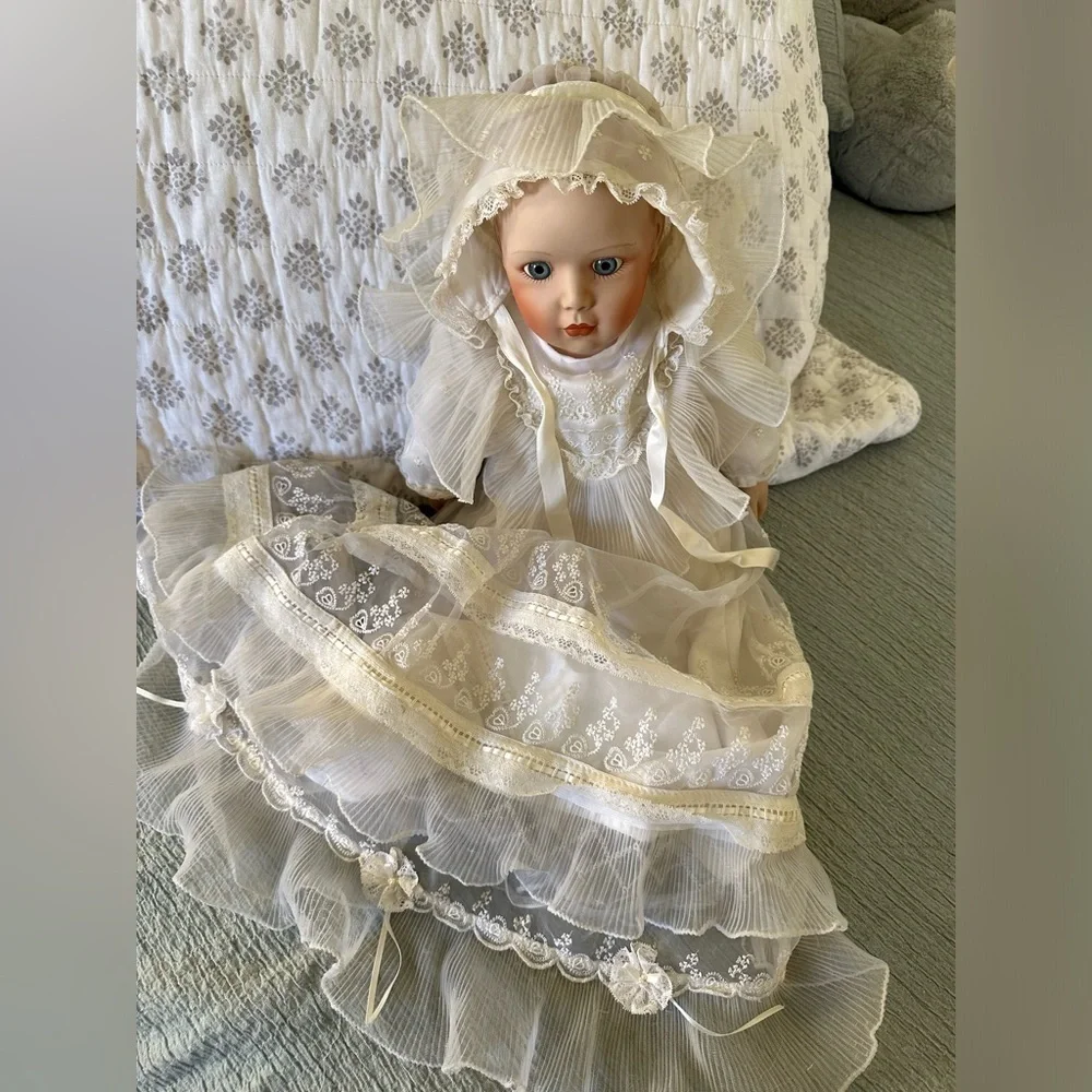 Vintage Danbury Mint Porcelain Christening Doll Baby